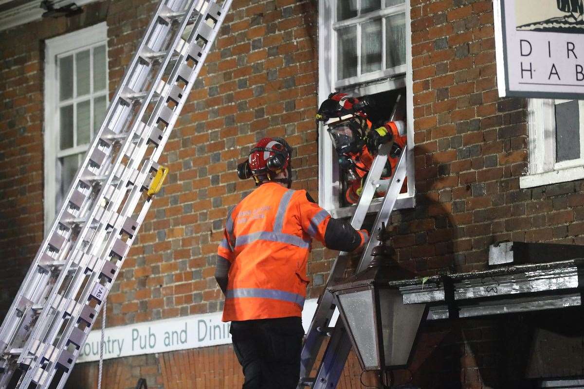 Fire crews tackling the blaze at the Dirty Habit