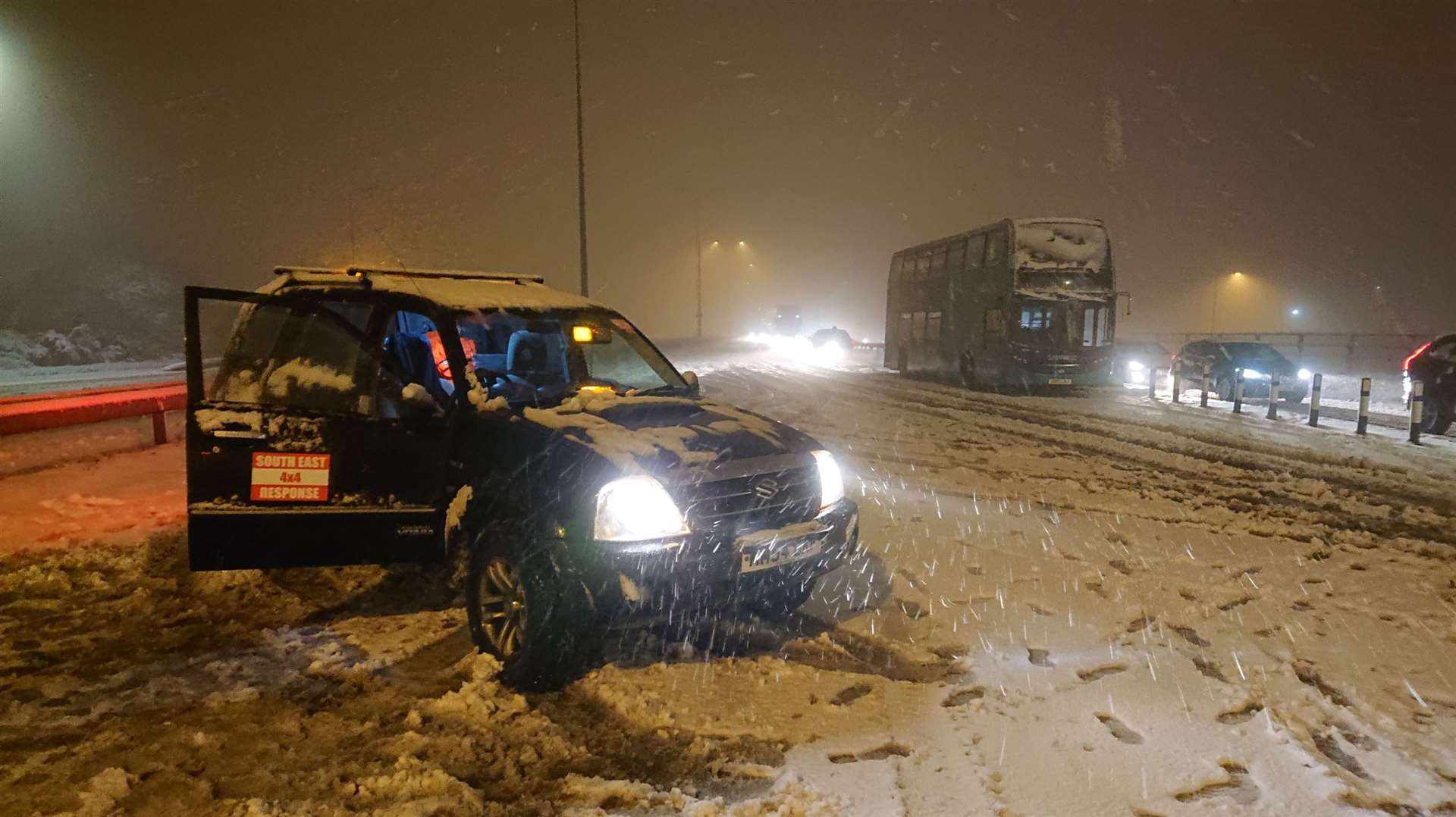 South East 4x4 Response at work on Blue Bell Hill in February 2019