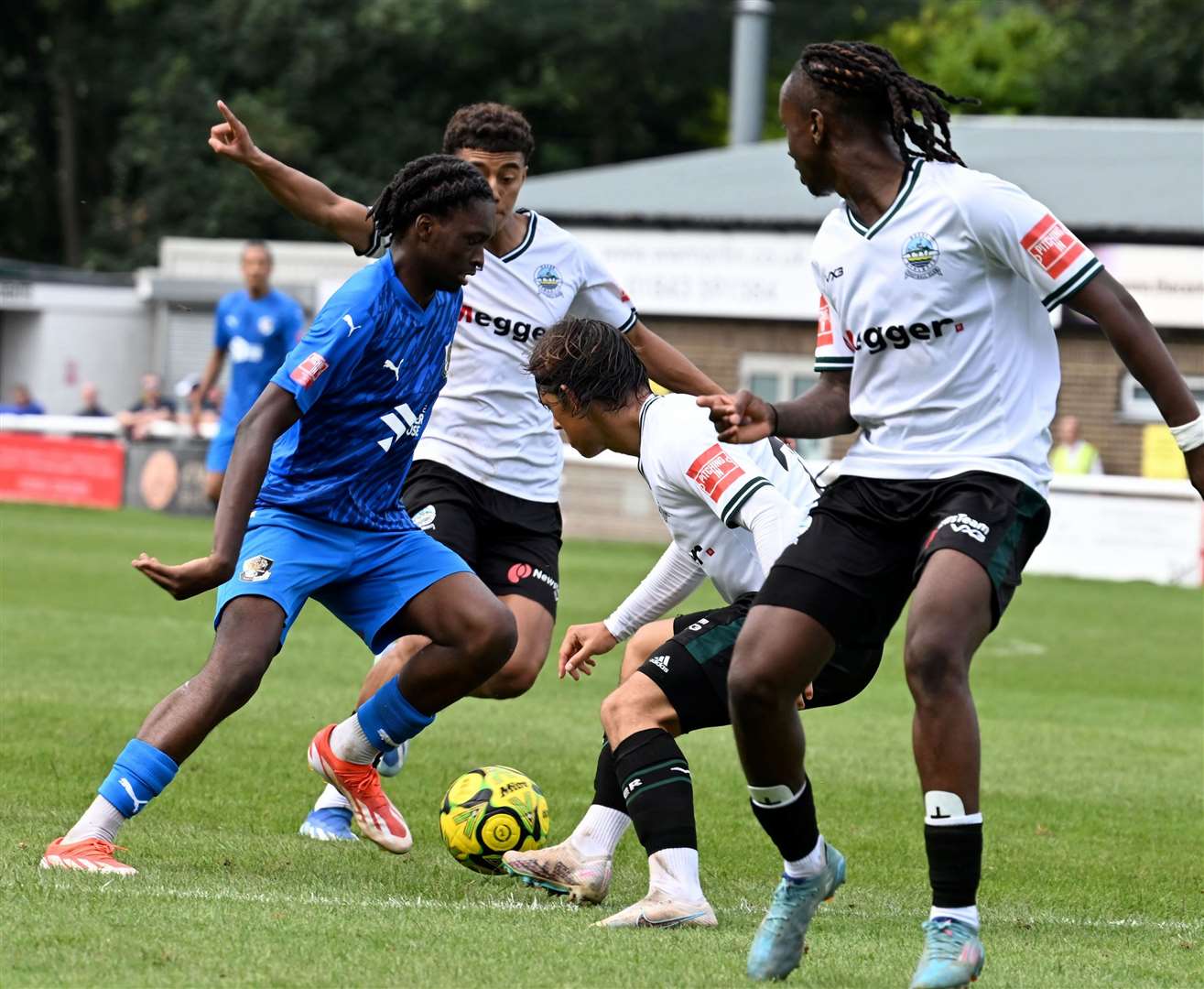 Dover defend in numbers to thwart Dartford at Crabble. Picture: Barry Goodwin