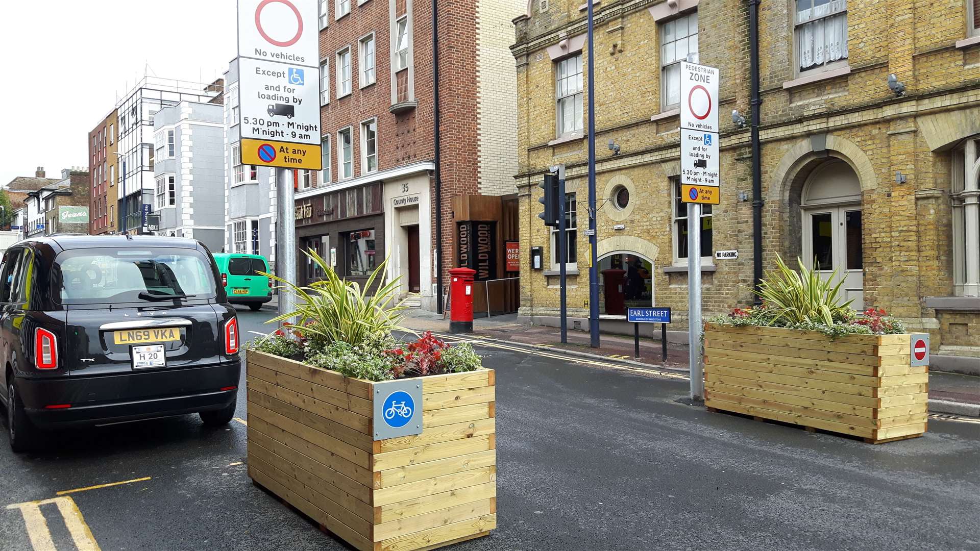 Maidstone council's new measures to create a pedestrian zone in Earl Street, Maidstone