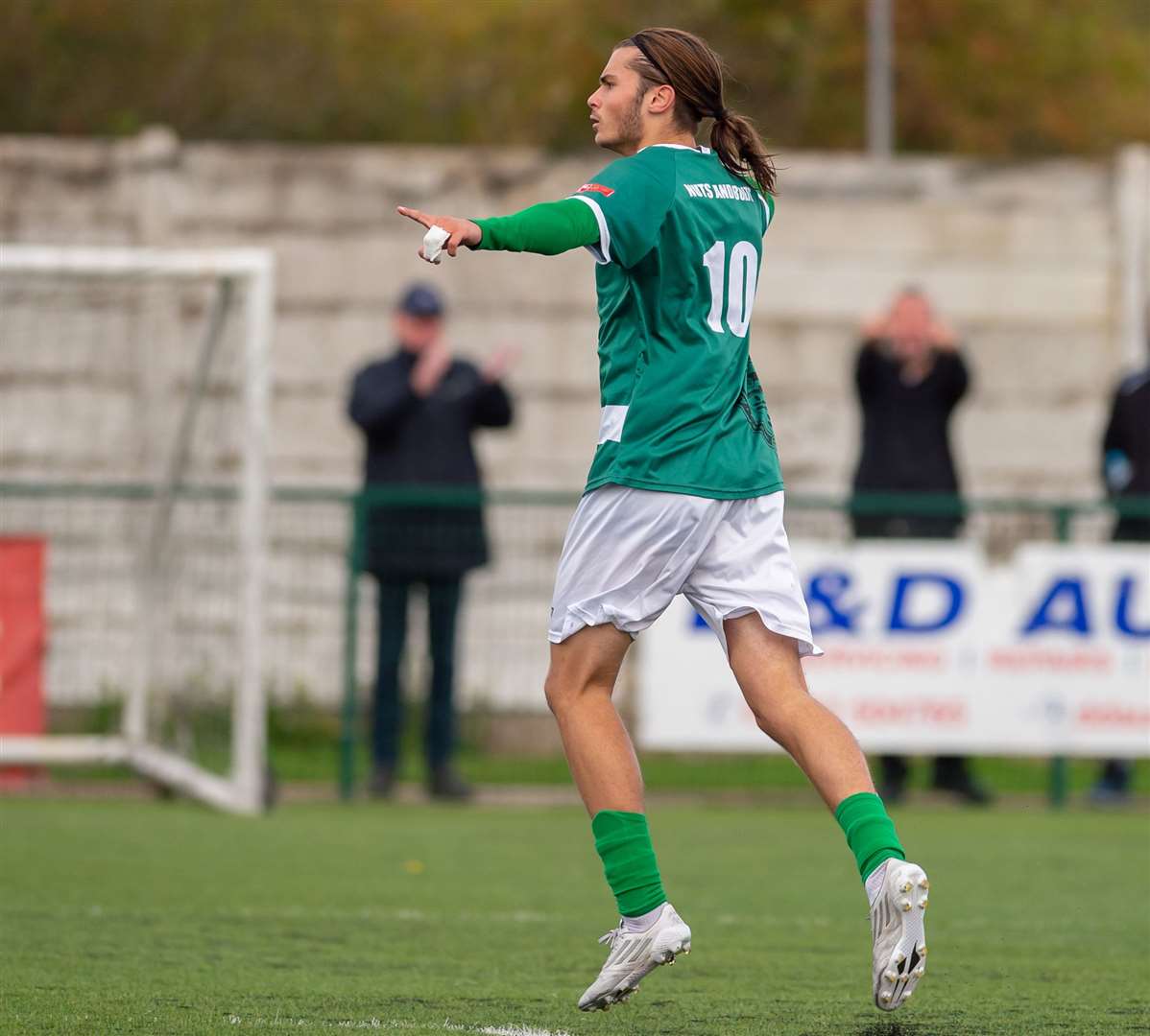 Midfielder George Wilkinson has been impressed with how well striker George Nikaj has been playing while on loan at Ashford this season. Picture: Ian Scammell