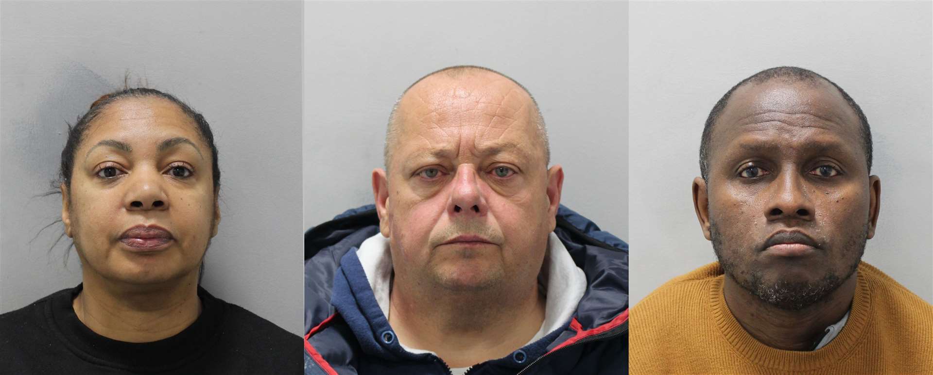 Kevin Filkins, from Sevenoaks, Robert Hamilton, from Orpington and Yvonne Stewart, from Croydon, have been jailed. Picture: OCB