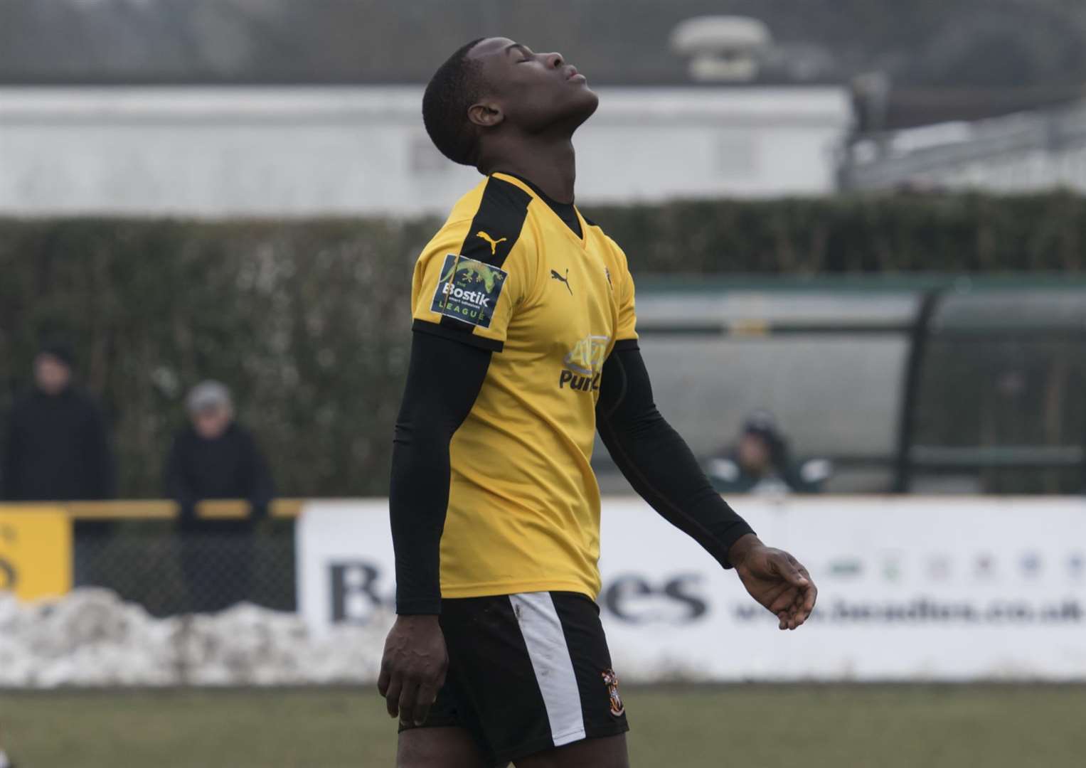 Folkestone's Ade Yusuff has missed three penalties this season Picture: Andy Payton