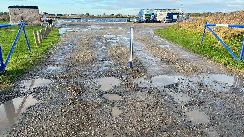 Barton's Point car park entrance before it was resurfaced. Picture: Swale Council