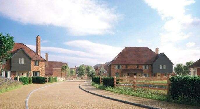 An image of a street scene of the Kingsland Green scheme in Willesborough Lees, Ashford. Picture: Quinn Estates