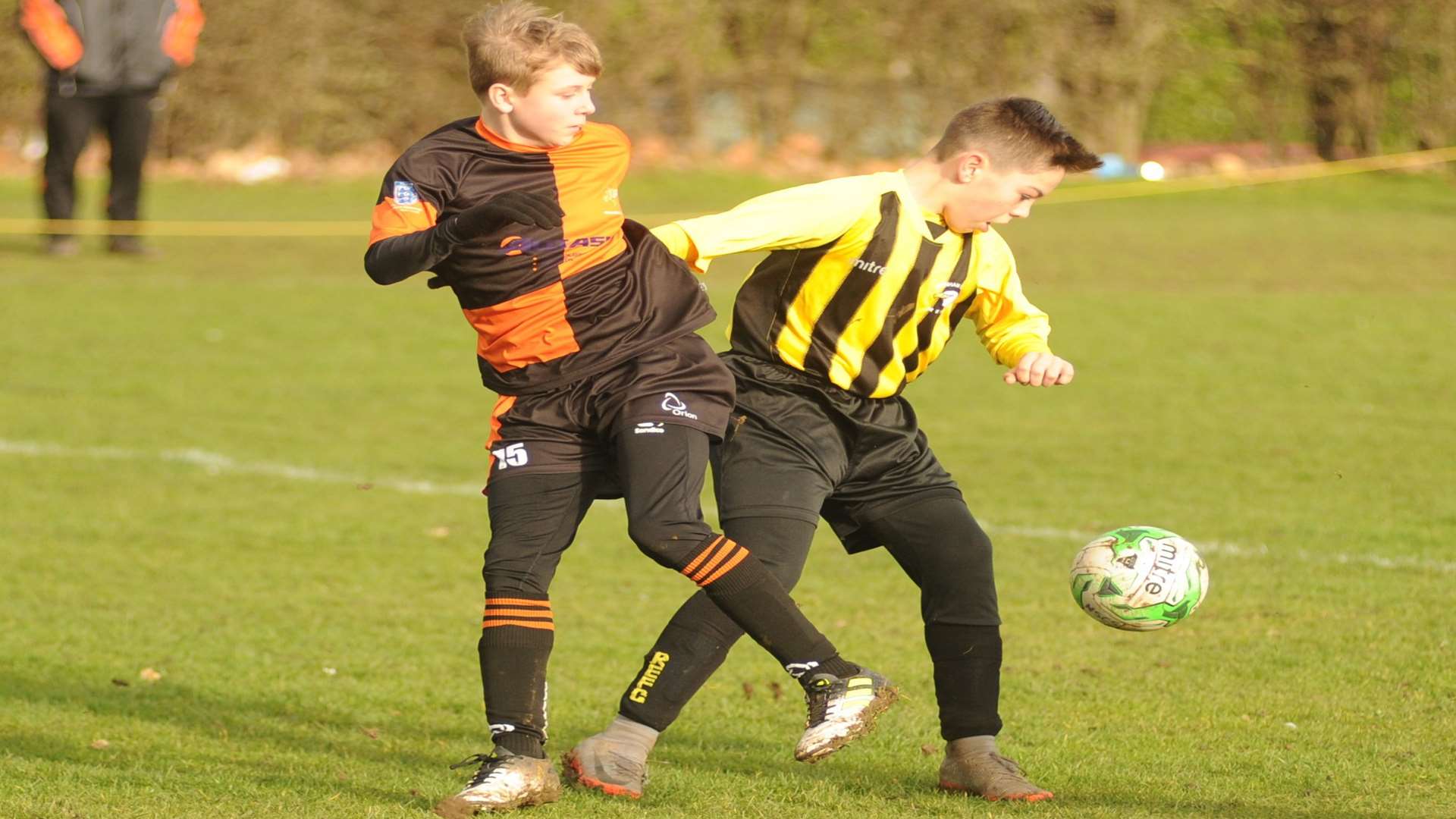 Pegasus 81 and Rainham Eagles under-14s do battle in the John Leeds quarter-finals Picture: Steve Crispe