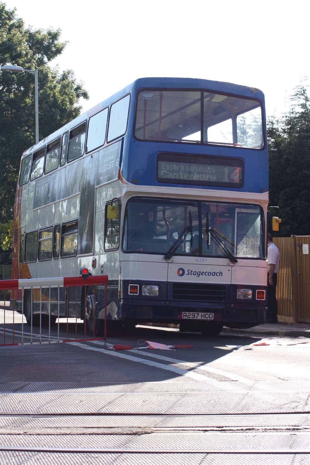 Bus crashing into level crossing in Sandwich