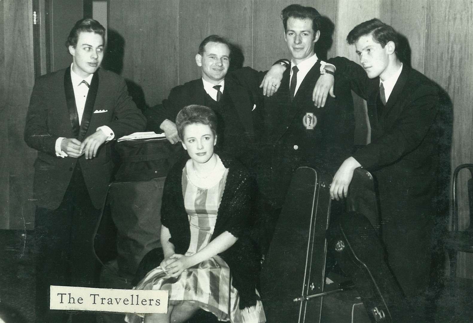 The Travellers: from left, Peter Jansen, Jock Law, Peter Matthews, Paul Rodriguez with Trudy Wise