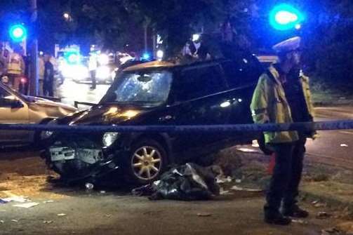 The aftermath of the crash on Medway City Estate. Pic: Toby Diamond