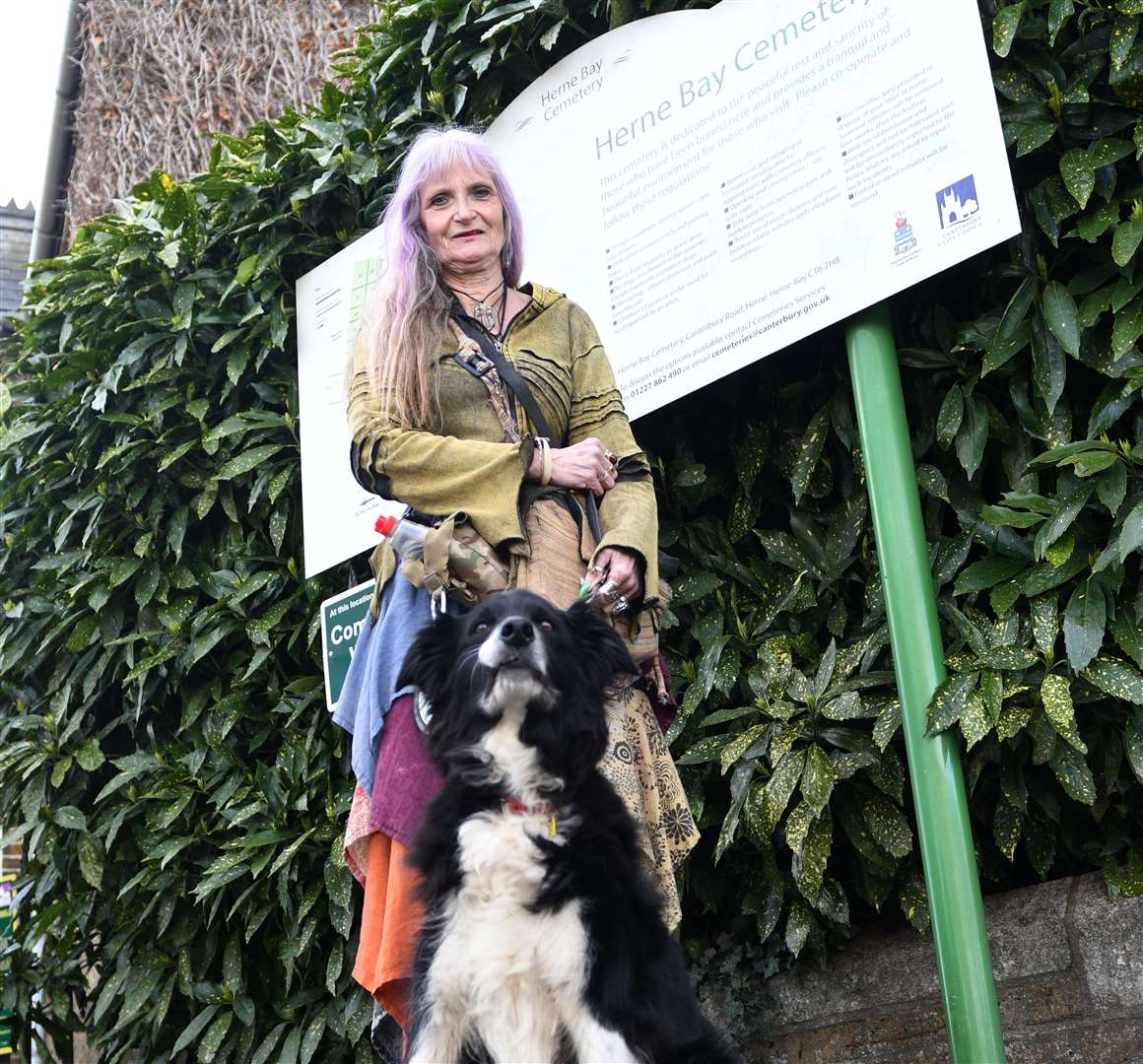 Lynda Martin and Megan outside Herne Bay Cemetery. Picture: Barry Goodwin