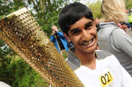 Nirav Patel, from Ramsgate, ran the first leg of the relay in Hamstreet today