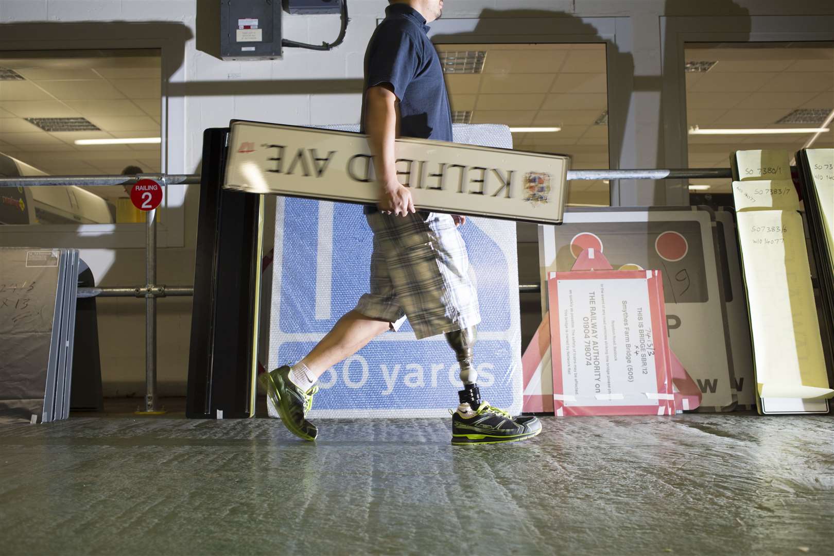 An onsite factory at the RBLI village gives veterans employment making road signs