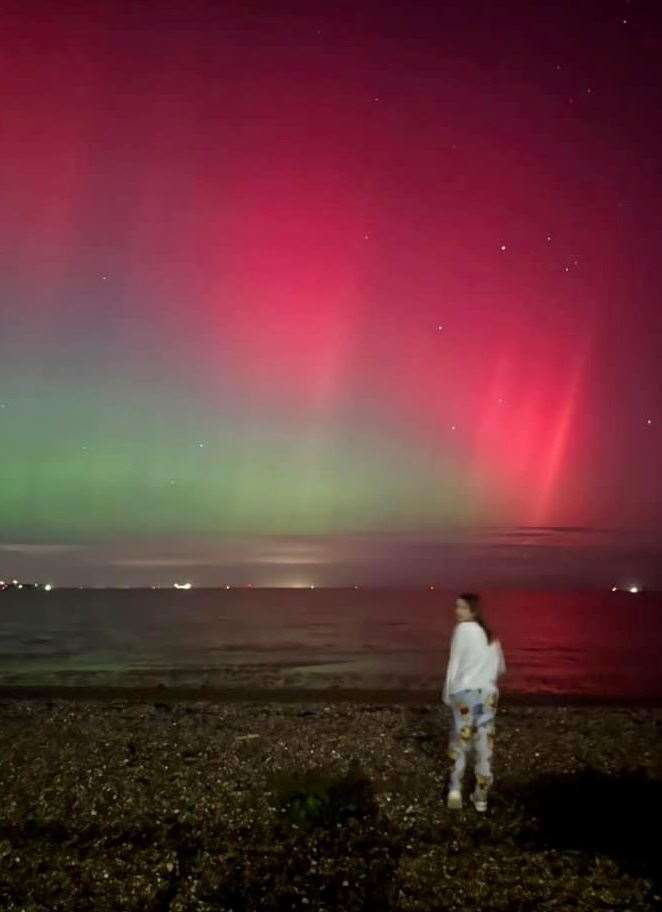 Jessica Waghorn and her daughter went to Minster beach to see the display. Picture: Jessica Waghorn