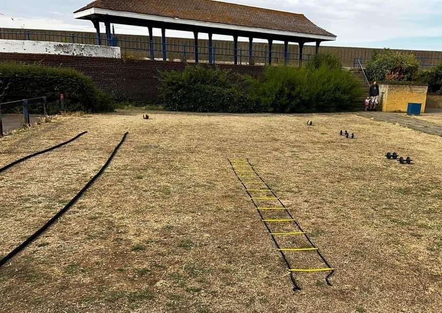 The equipment set up for the empty bootcamp