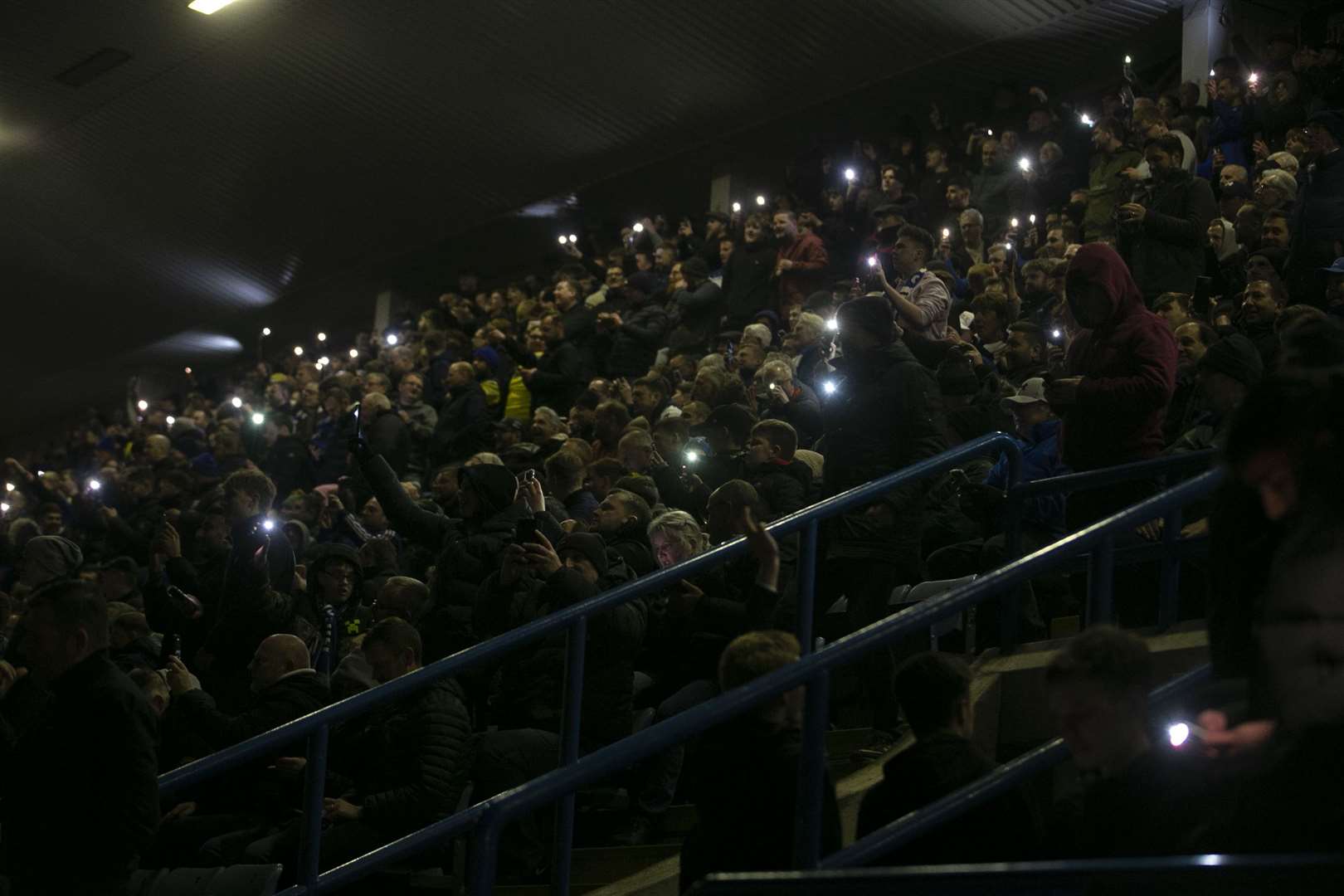 The lights go out at Priestfield with 10 minutes of the game to go