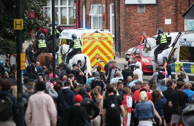 Violent scenes in Sunderland on Friday resulted in four officers being injured. Picture:Scott Heppell/PA