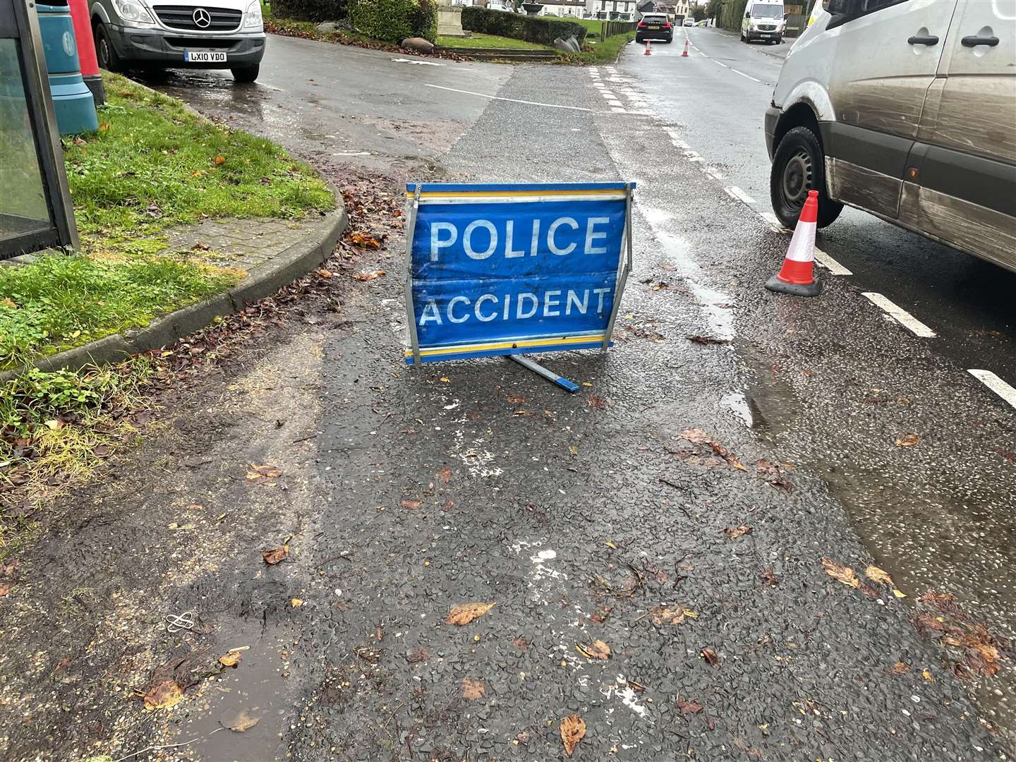 Police at the scene after a man died in Meopham after he and another man were stabbed at the Cricketers pub