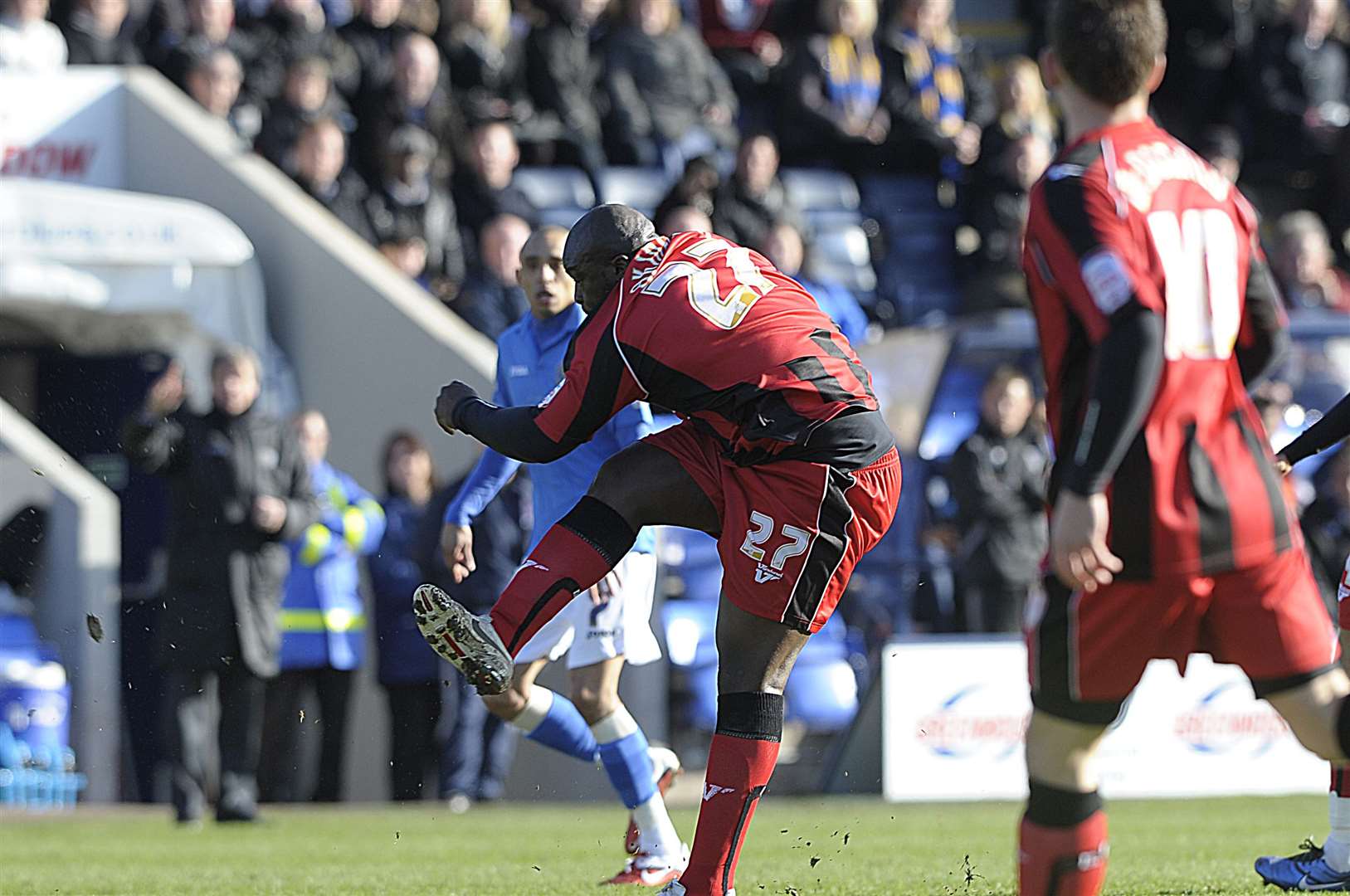 Adebayo Akinfenwa in action alongside Cody McDonald in 2011 Picture: Barry Goodwin