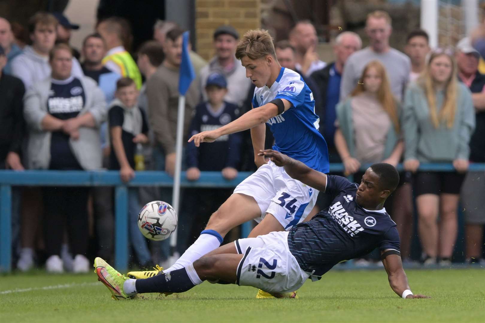 Sam Gale in action for the Gills in a pre-season friendly against Millwall Picture: Keith Gillard