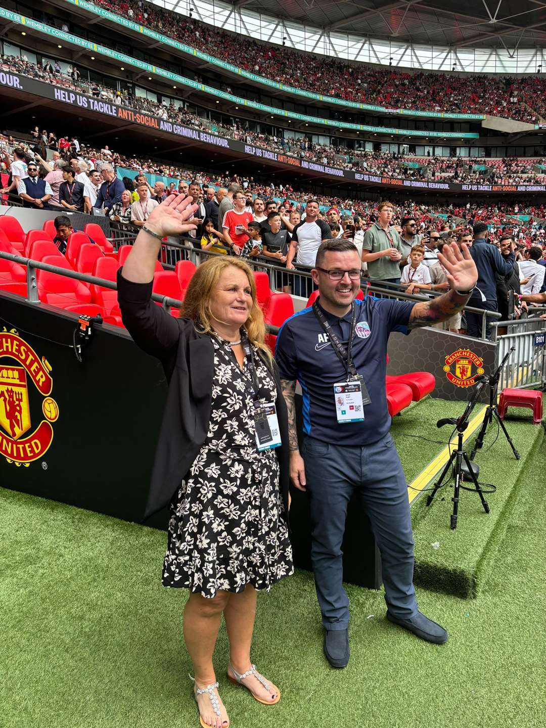 Lorraine Humm is introduced to the Wembley crowd.