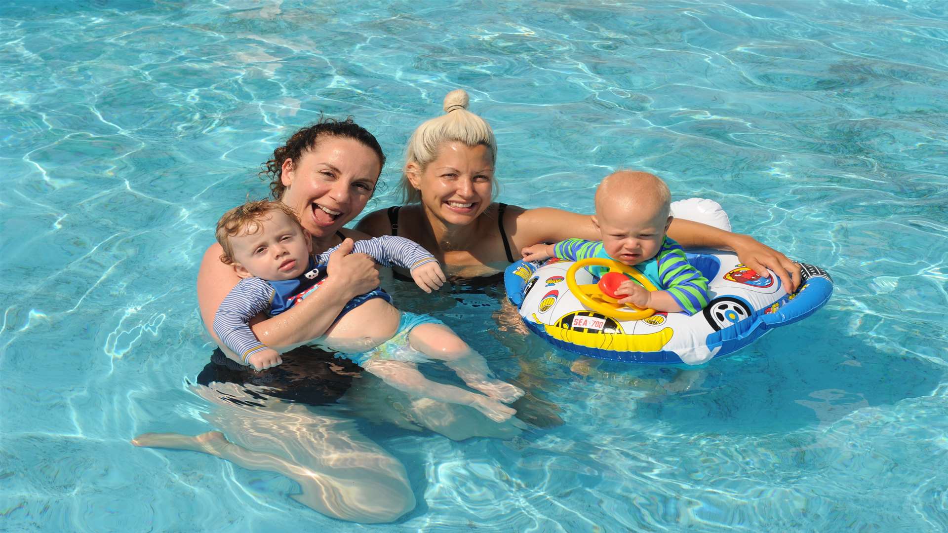 Zara Malone with Joe, nine months, and Sarah Ambler with Rufus, nine months, at The Strand