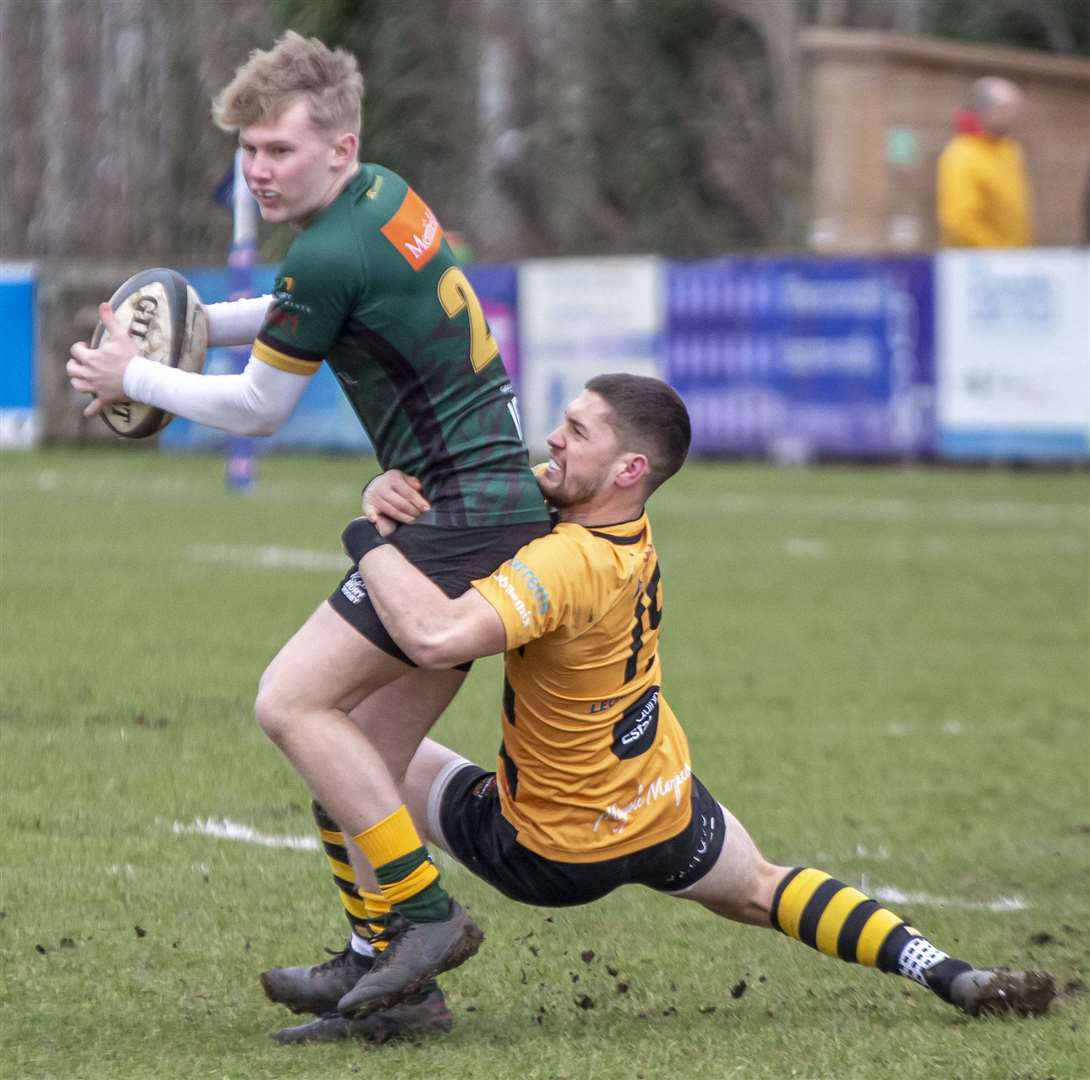 Canterbury get to grips with Bury St Edmunds. Picture: Phillipa Hilton