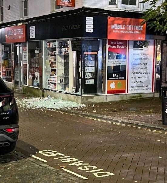 Glass outside Mobile Cottage in Ashford High Street