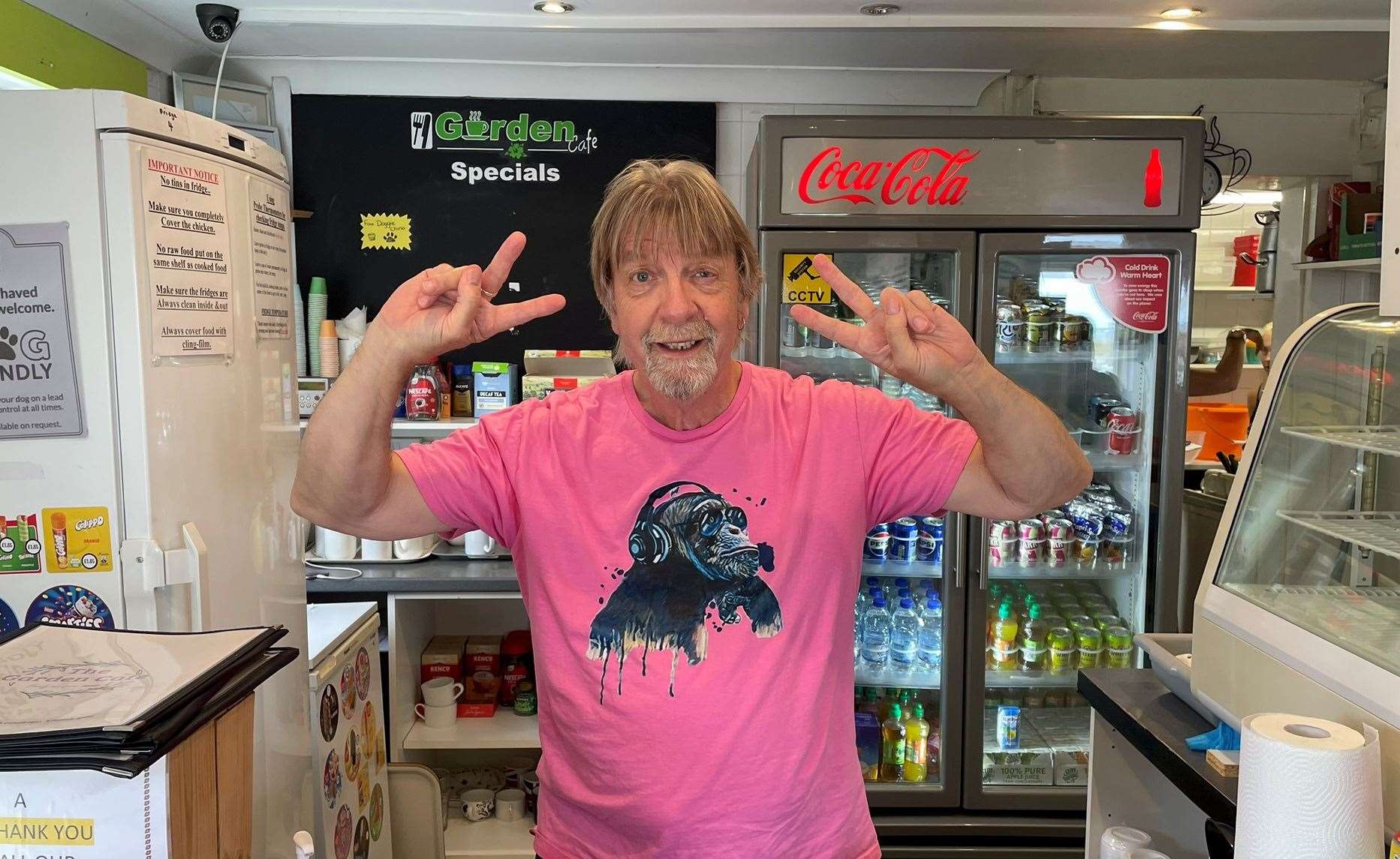 Steve Howe, owner of The Coastal Park Garden Cafe in Leysdown, behind this counter. Picture: Joe Crossley