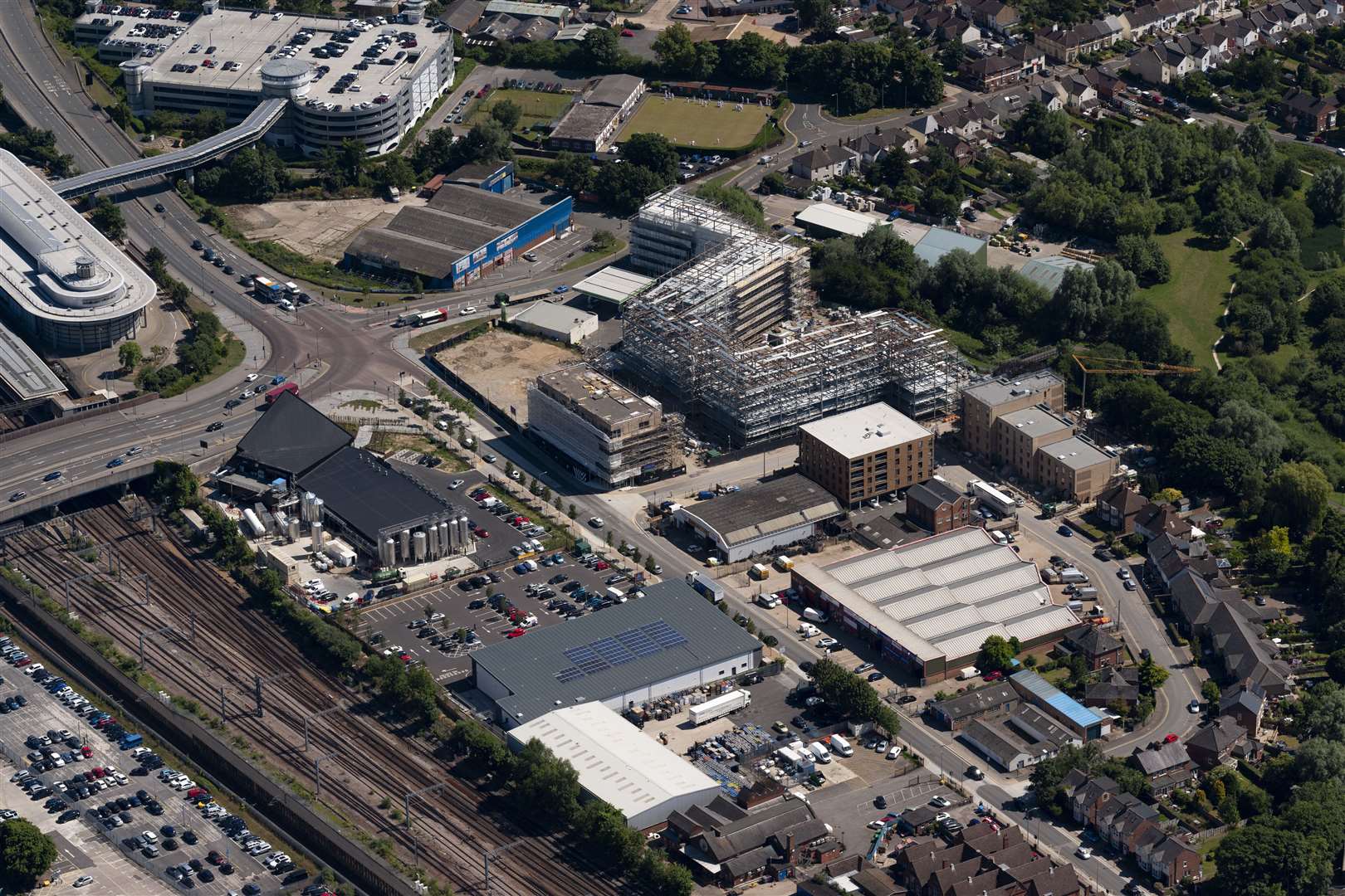 This busy junction linking Victoria Road, Beaver Road and Avenue Jacques Faucheux close to Ashford International features the Chapel Down brewery. Picture: Ady Kerry/Ashford Borough Council