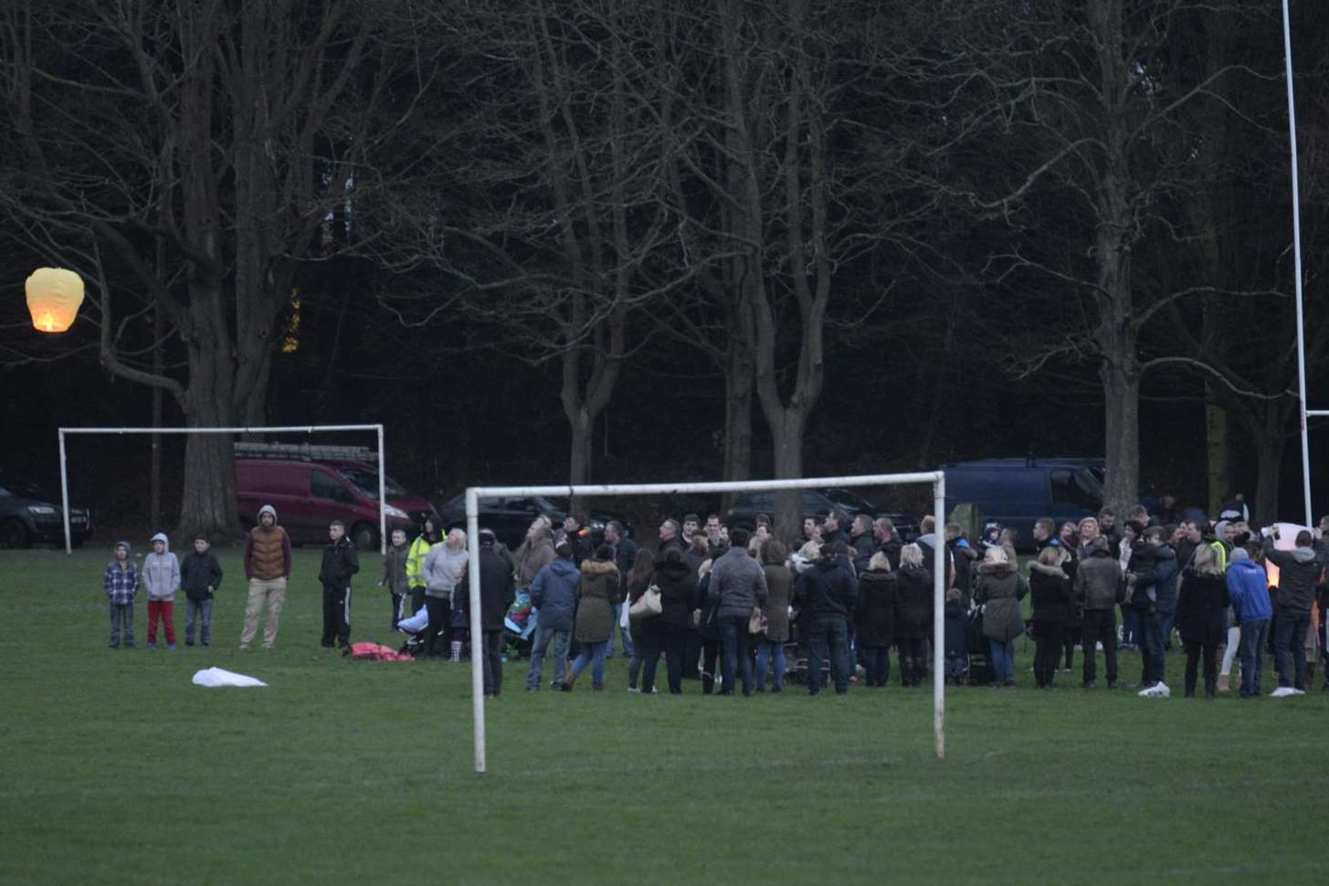 A lantern is released at Faversham Rec.