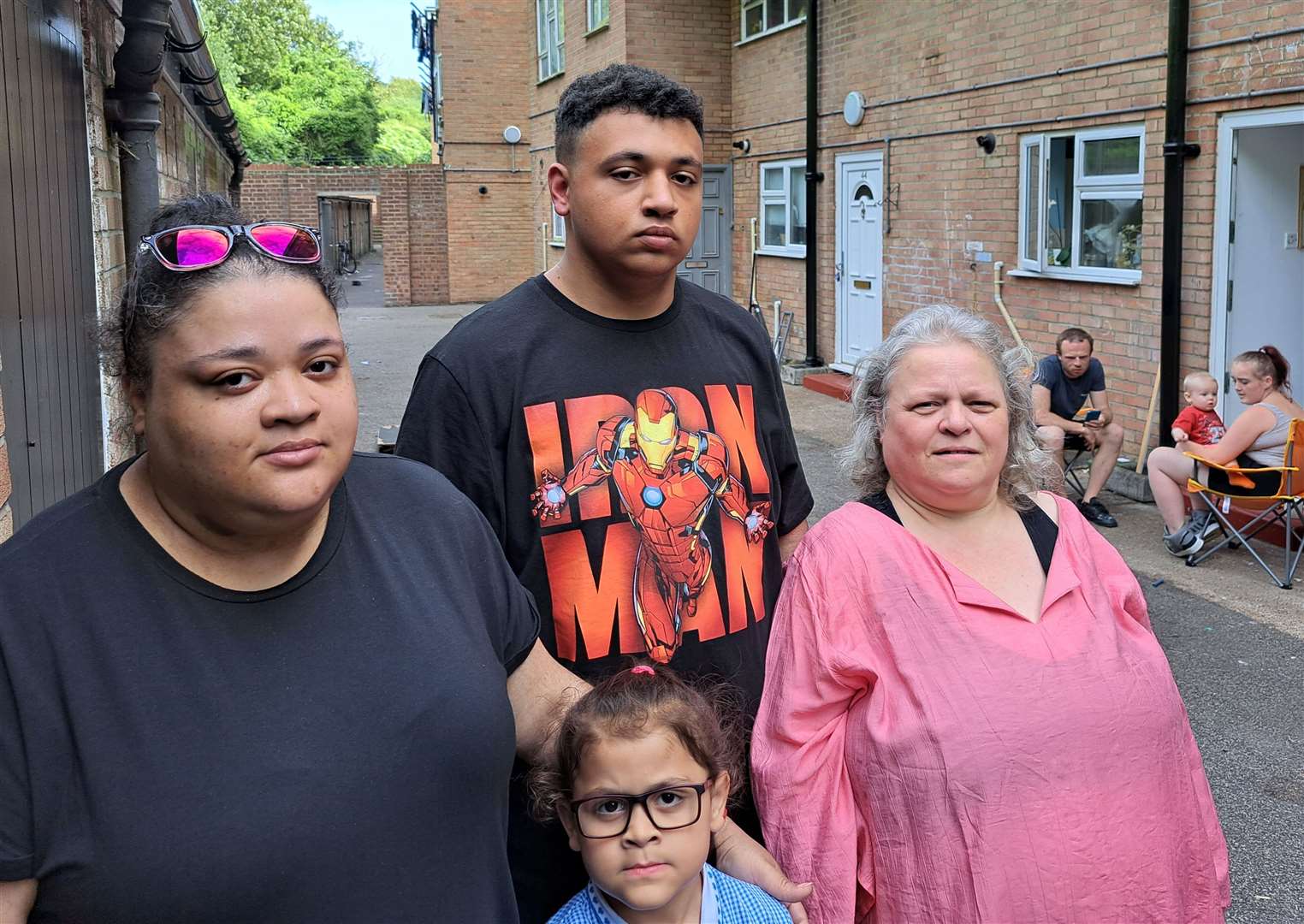 Anna Cleeton with her daughter Sarita Dhue, 35, and grandchildren Mackenzie Dhue, 16, and River-Rae Dhue, seven