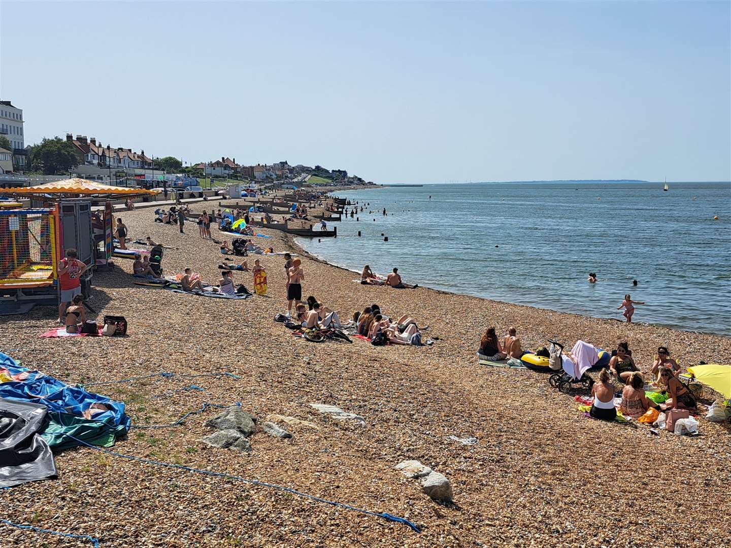 Sun-seekers swarmed on Herne Bay beach. Photo: Joe Walker