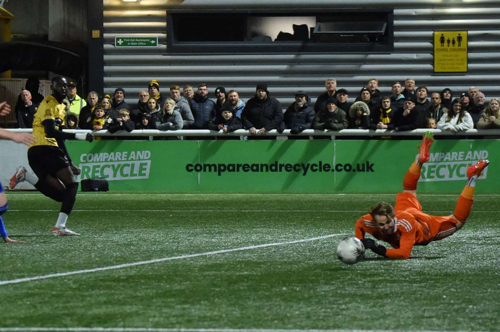 Mo Faal sends Maidstone through to the play-off semi-finals with his injury-time strike. Picture: Steve Terrell