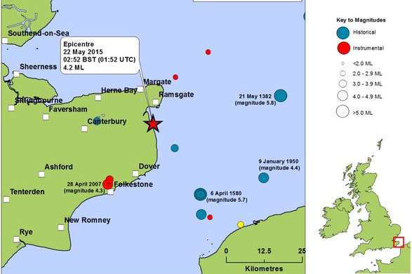 A British Geological Survey map shows the epicentre of the earthquake