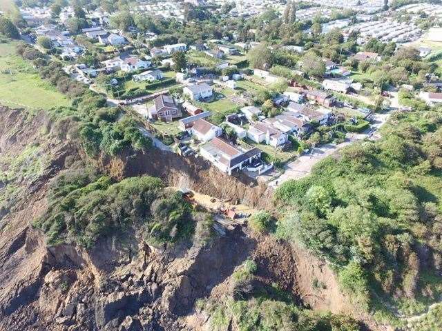 The Sheppey cliff collapse from the air this morning. Picture: RLH media