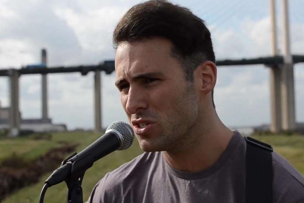 Stephen singing near the Dartford Crossing for one of his YouTube videos