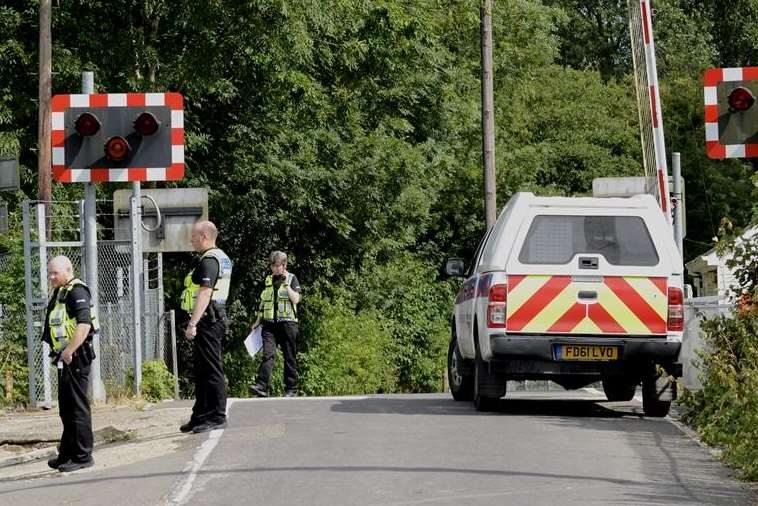 Police at the scene of the incident in Chilham