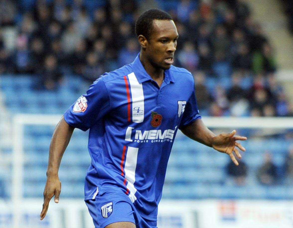 Gavin Hoyte in League 1 action for Gillingham against Bristol City Picture: Barry Goodwin