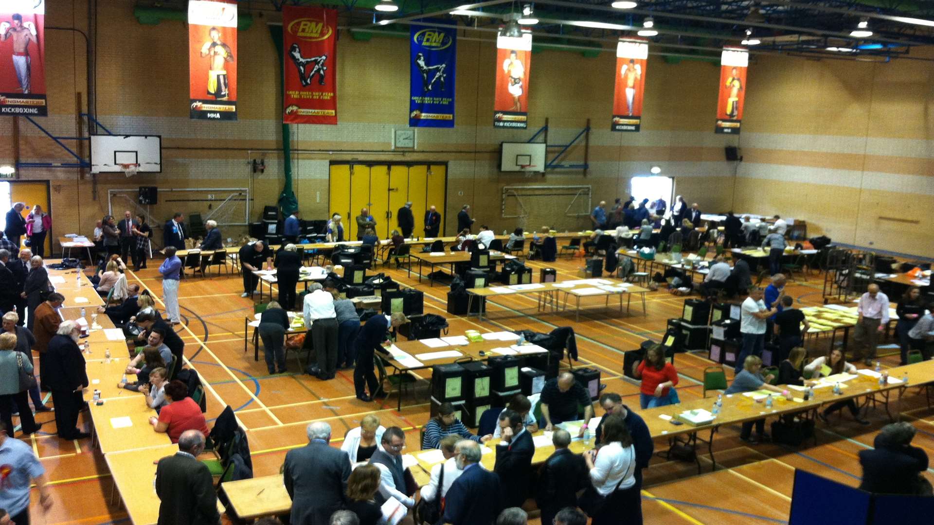 A birdseye view of an election count. Stock image