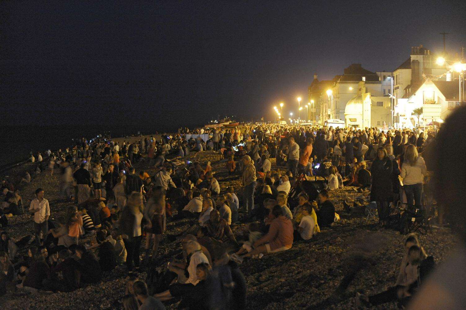 The beach was lined with spectators