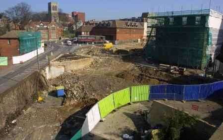 A view of work taking place in Maidstone's Museum Street. Picture: JOHN WESTHROP