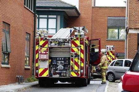 Fire crews at Medway Maritime Hospital after a blaze