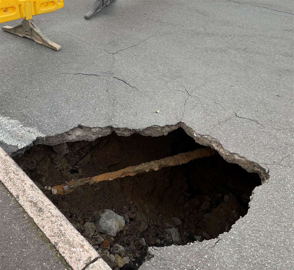 The sinkhole measures 10ft