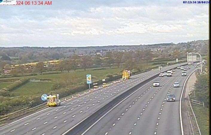 The clockwise M25 was closed between Junction 5 and 6. Picture: National Highways