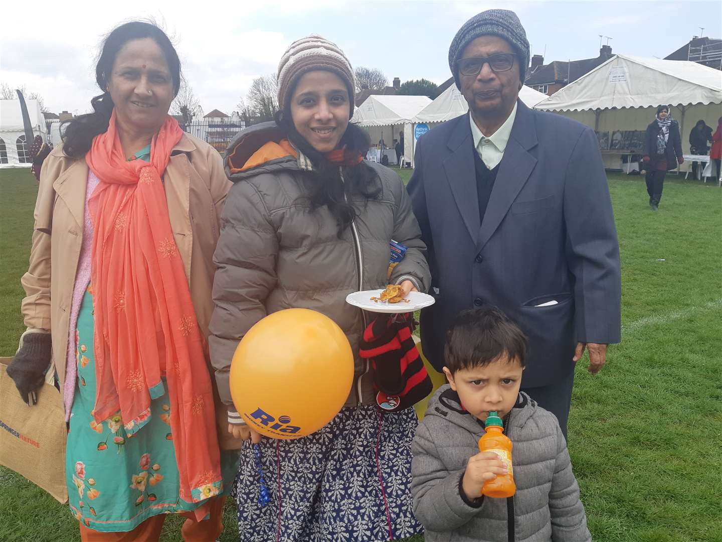 Shailaja Jog, Nivedita Nimonkar, Abhinav Nimonkar and Pradeep Jog at the Dharmic Mela in the grounds of the Gurdwara fro Vaisahki 2019