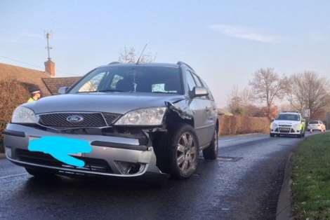 The car crashed in Appledore Road. Pic from @KentSpecials on Twitter