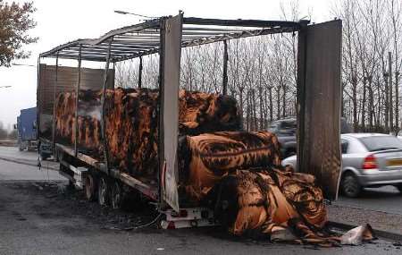 The scene of the fire on the Thanet Way. Picture: BARRY DUFFIELD