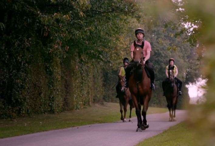 Horse riders in the restored quarry area