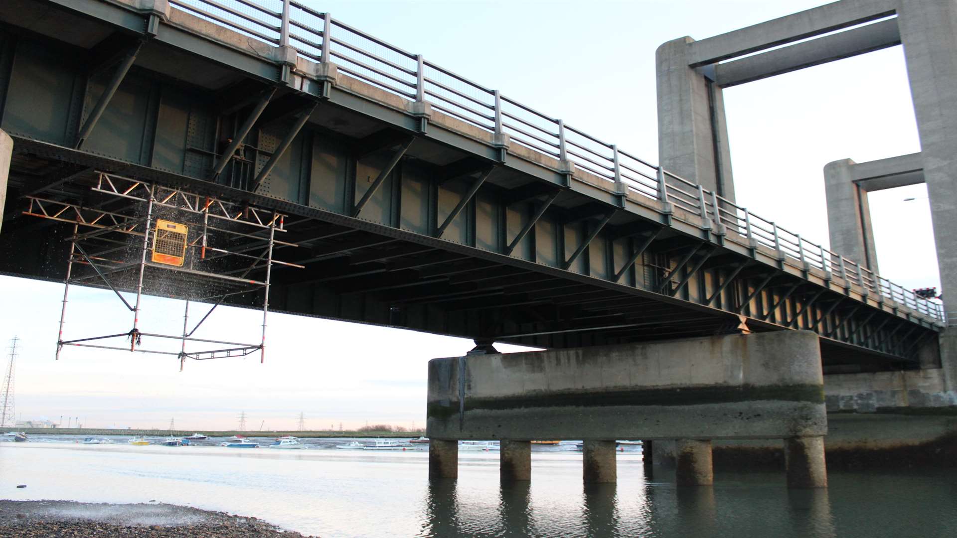 Scaffolding marks where the repair was carried out