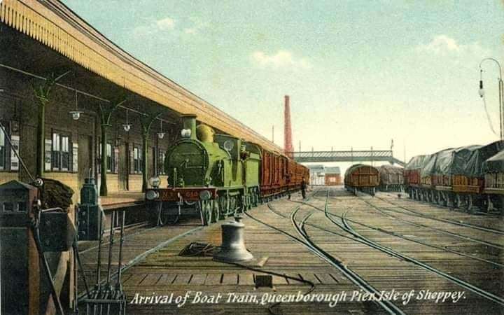 Arrival of boat train at Queenborough Pier